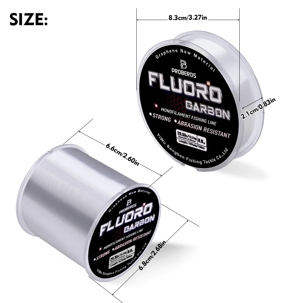 PROBEROS fluorocarbone 300/500m - Fil nylon fibre carbone souple leader coulée pêche mouche