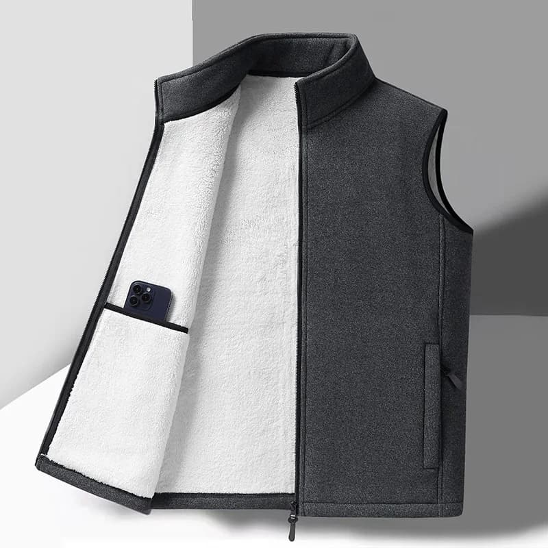 Gilet polaire homme grande taille chaud en laine mérinos pour pêche hivernale confortable