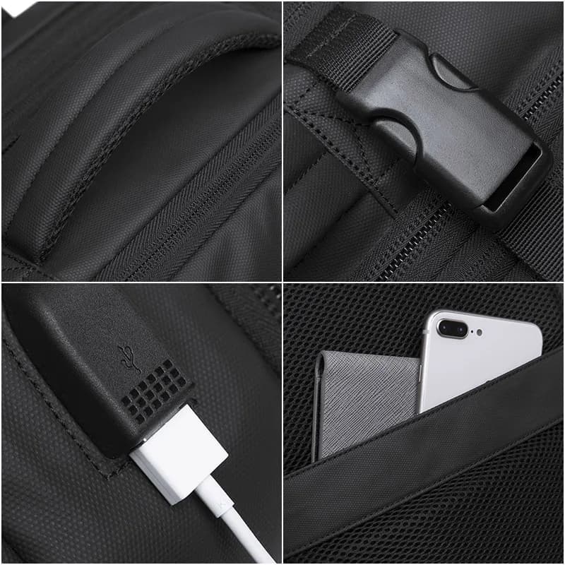 Sac à dos BANGE homme USB étanche - Grand capacité extensible pour ordinateur 17,3 pouces