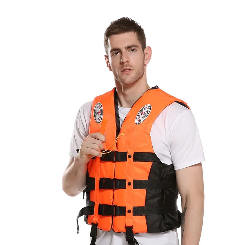 Gilet de sauvetage adulte réglable S à XXXL pour activités nautiques et pêche, avec sifflet et flottabilité ajustable