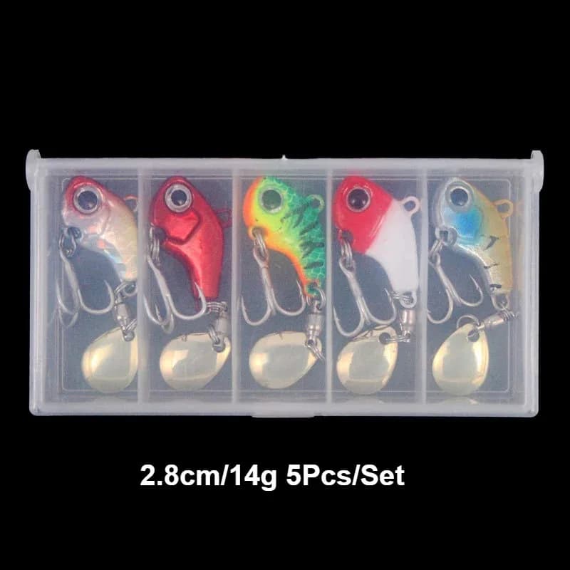Kit 5 leurres métal VIB spinner spoon - appâts artificiels sinking pour pêche complète accessoires