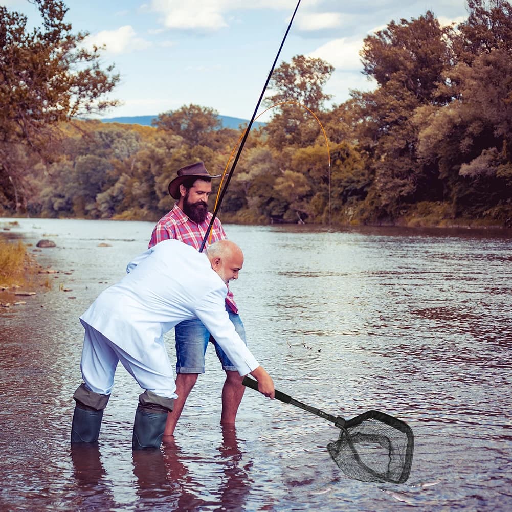 Filet de pêche flottant pliable avec perche télescopique pour eau douce et mer capture facile sans blessure