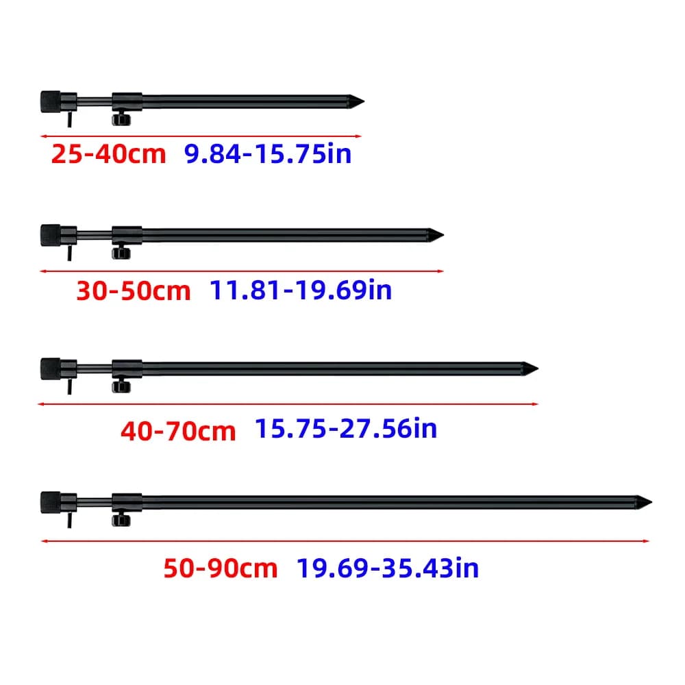 Set 2 supports de berge aluminium HIRISI 4 tailles ajustables - Pour alarmes et barres