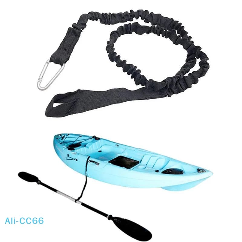 Longe élastique réglable pour pagaie de kayak et canne à pêche - Sécurité navigation avec mousqueton