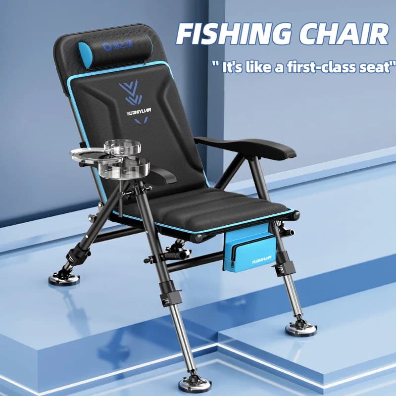 Chaise pêche pliante confortable avec pieds télescopiques légère pour activités extérieures