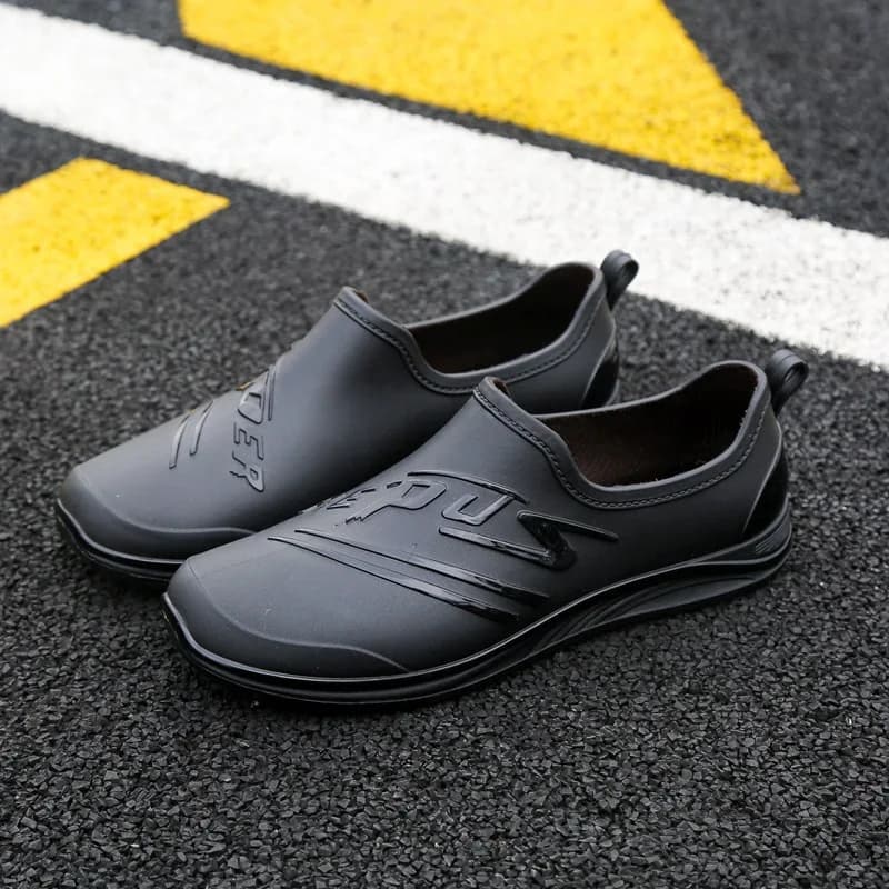 Bottes de pluie mode homme basse cuisine antidérapantes usure PVC rondes slip-on pêche