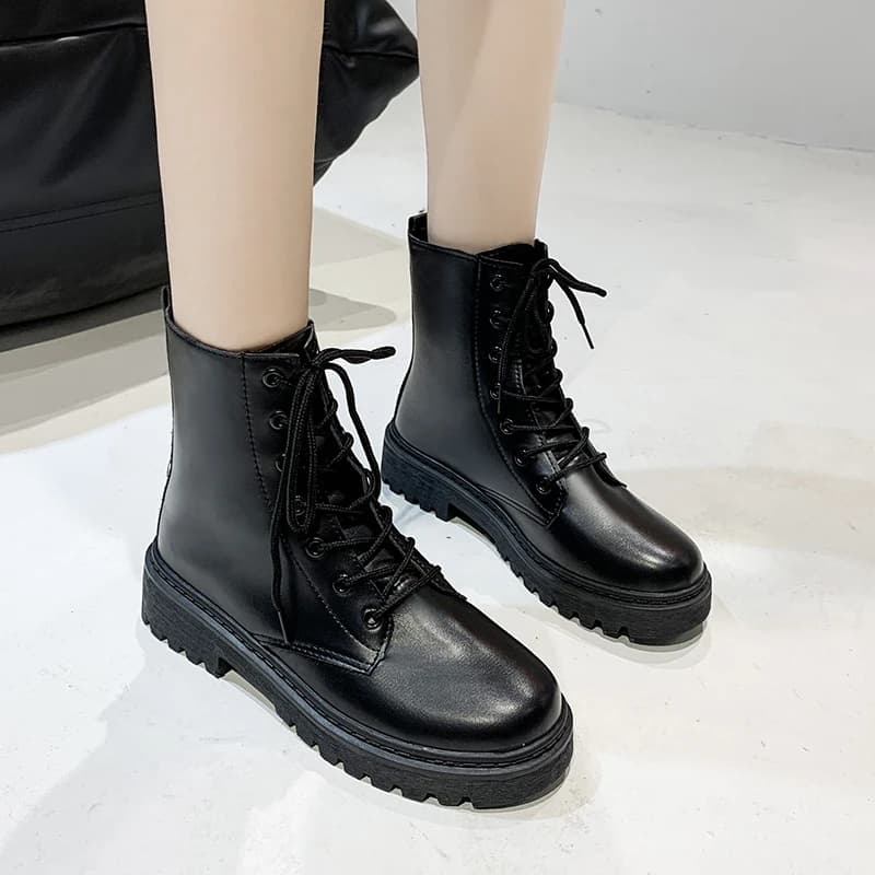 Bottes courtes velours croisées couleur unie - Chaussures femme confort pêche chaud casual