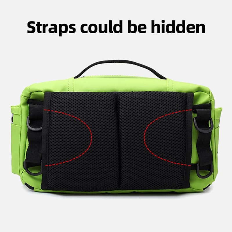 Sac banane pêche multi-poches grand format pour leurres et accessoires de pêche sportive extérieure