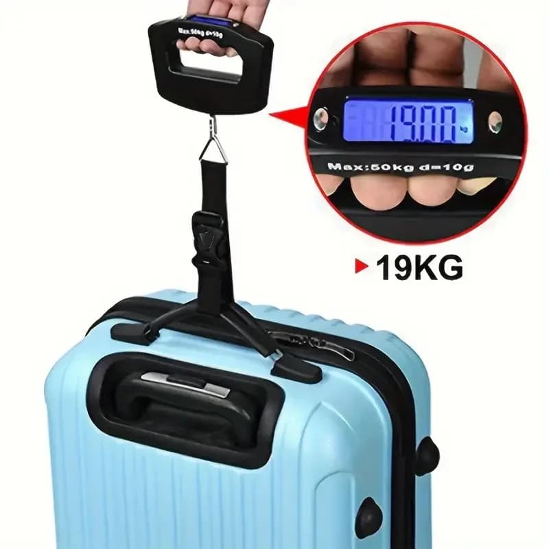 Balance numérique à crochet 50kg/10g portable - Pèse-bagages voyage avec rétroéclairage pour pêche