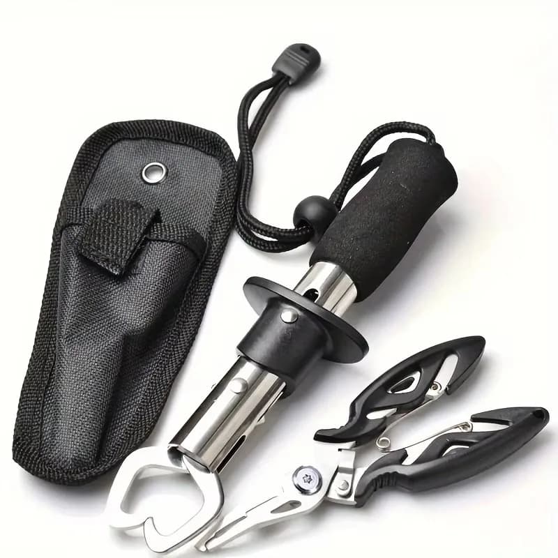 Combo 3-en-1 pêche : pinces à leurres, gripper poisson et balance - Acier inox résistant eau salée