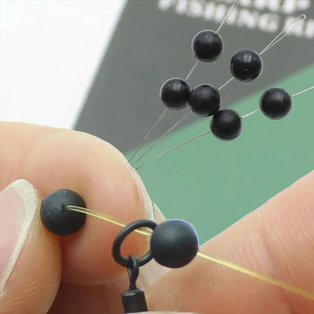 100 perles de pêche stoppeuses noires 3mm à 12mm, dures et souples, pour montage appât et leurre