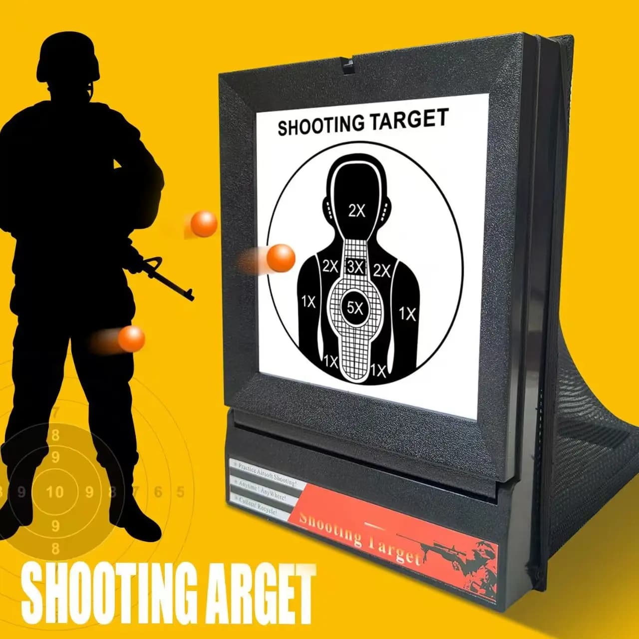 Cible Airsoft AA1 avec filet récupérateur - Cible métallique pliable portable pour BB et plombs