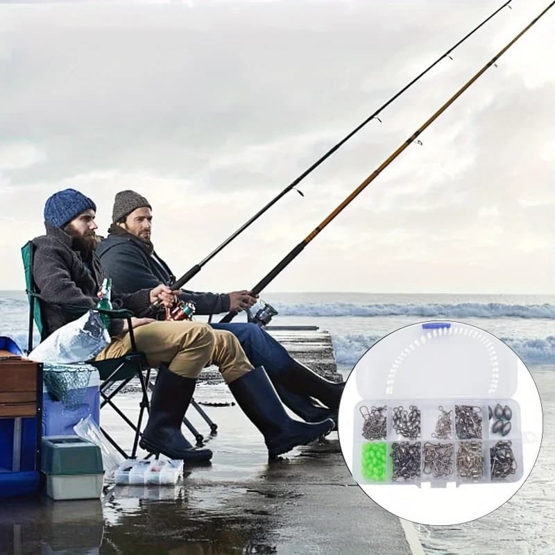 Set 150 pièces connecteurs pêche rapides avec plombs oeufs et perles lumineuses - Quick change spinner set