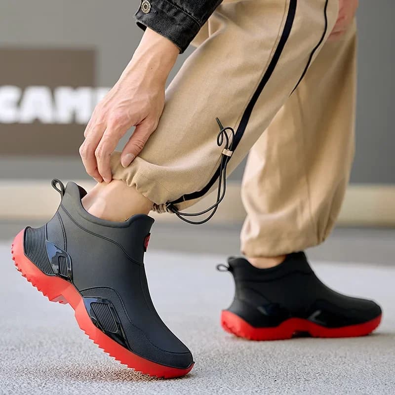 Bottes de pluie unisexes courtes anti-dérapantes PVC épais pour pêche printemps été - Chaussures aquatiques