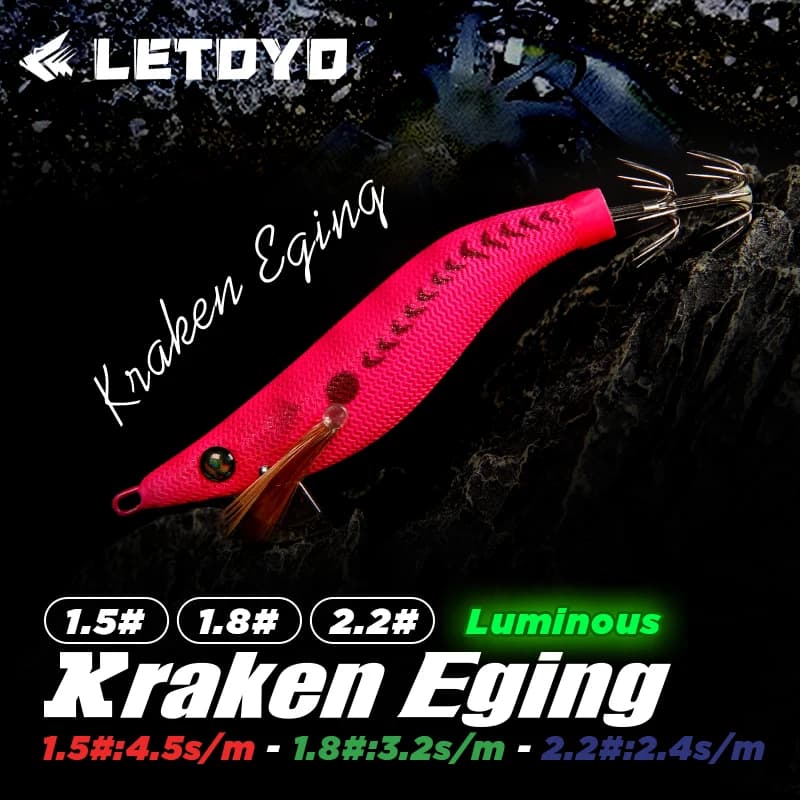 Leurre calmar LETOYO lumineux 1.5-2.2# - Appât artificiel pour pêche aux céphalopodes et poissons