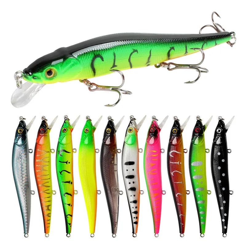 Leurre dur bionique 11.5cm/14g avec yeux 3D - Wobbler artificiel pour carpe brochet perche pêche carnassiers 5/10 pièces