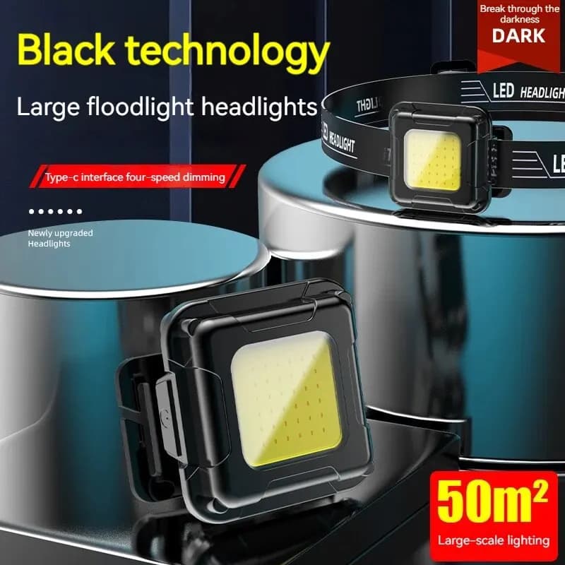 Mini frontale COB LED rechargeable pour clés de pêcheur, lampe de travail portable étanche