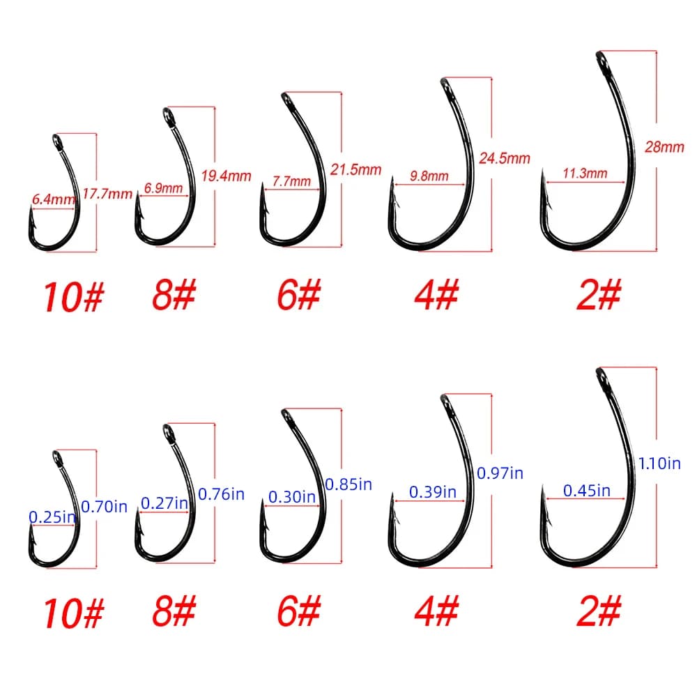 Lot de 50 hameçons carpe Hirisi acier inoxydable carbone haute résistance avec boîte d'origine