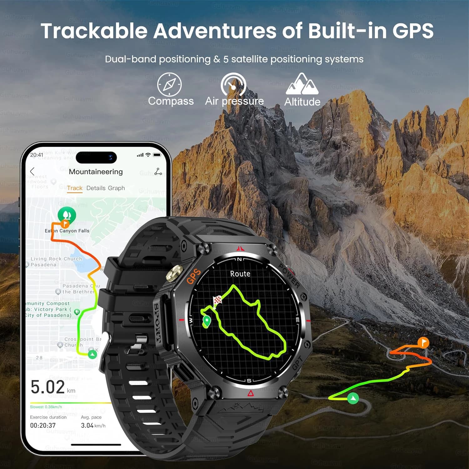 Montre militaire T-Rex 3 - GPS intégré, étanche 10ATM, boussole et altimètre pour aventures extrêmes