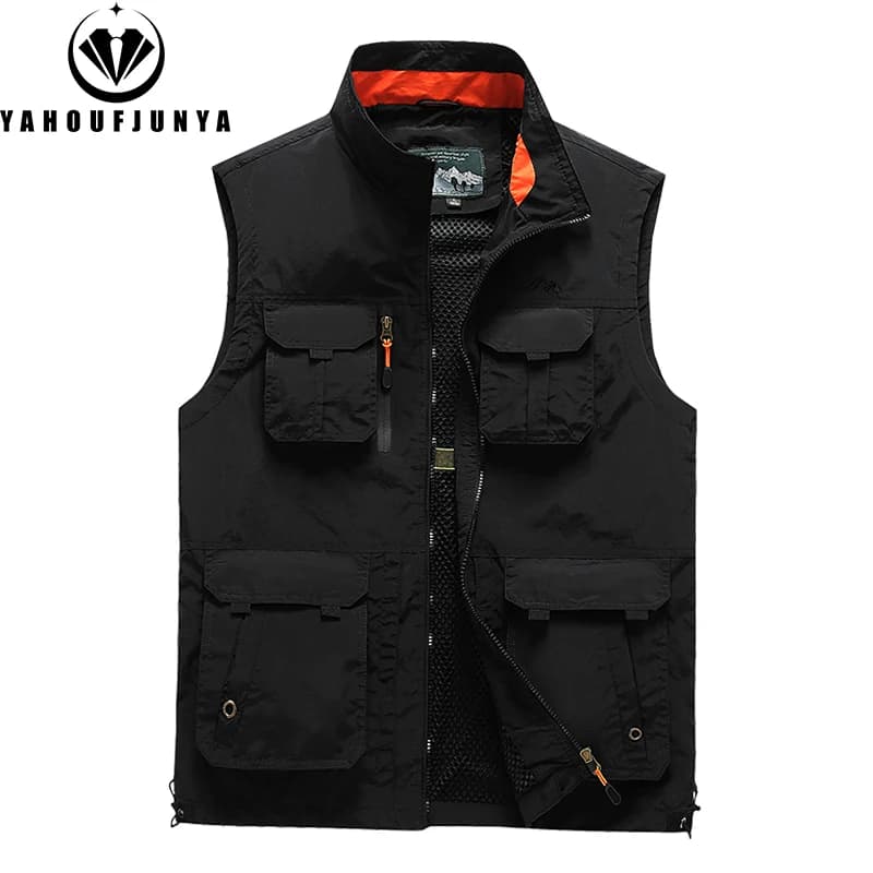 Veste sans manches multi-poches pour pêche printemps été 2024 couleur unie grande taille 6XL