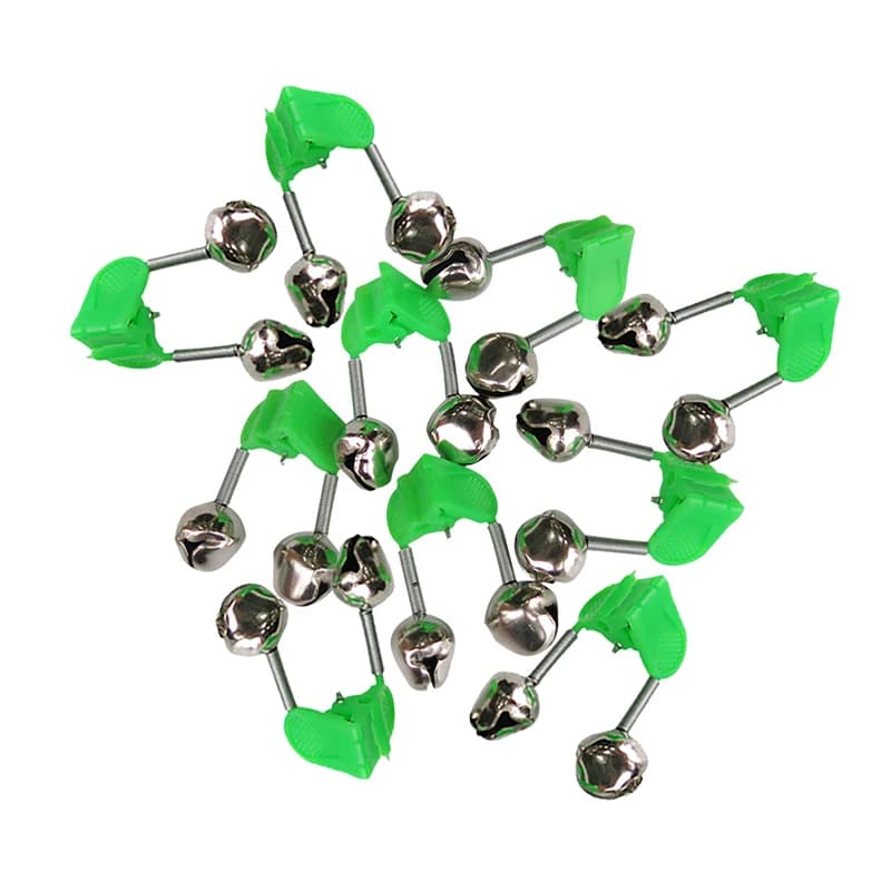 10 pièces de clips plastique avec double anneau et cloches d'alarme pour canne à pêche, accessoires pêche
