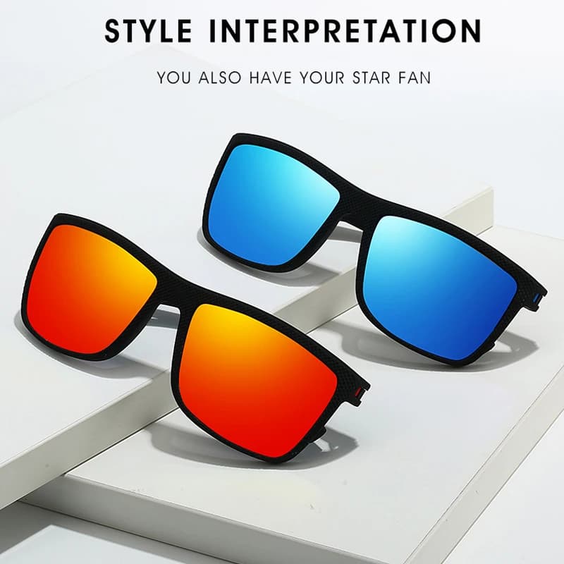 Lunettes de soleil polarisées carrées homme femme - Monture légère pour pêche et loisirs