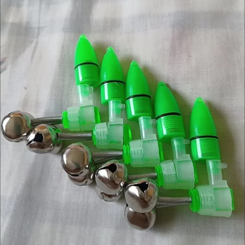 Clochette alarme lumière mer avec pince fixation canne - indicateur anneaux LED 2/6 pièces accessoires pêche nocturne
