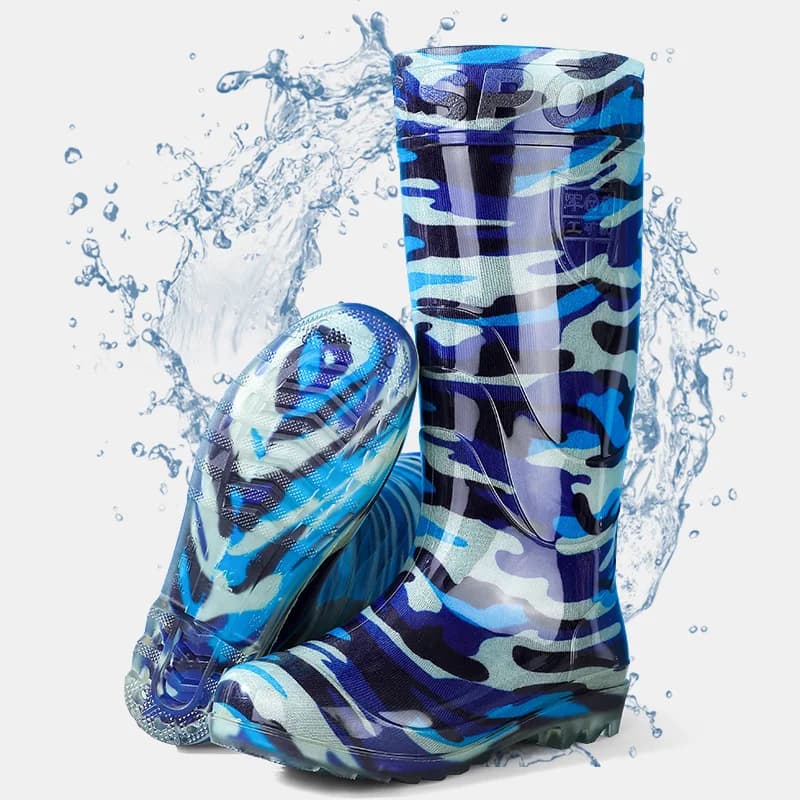 Bottes camouflage militaire haute pêche étanches - Chaussures PVC transparentes anti-dérapantes hommes femmes