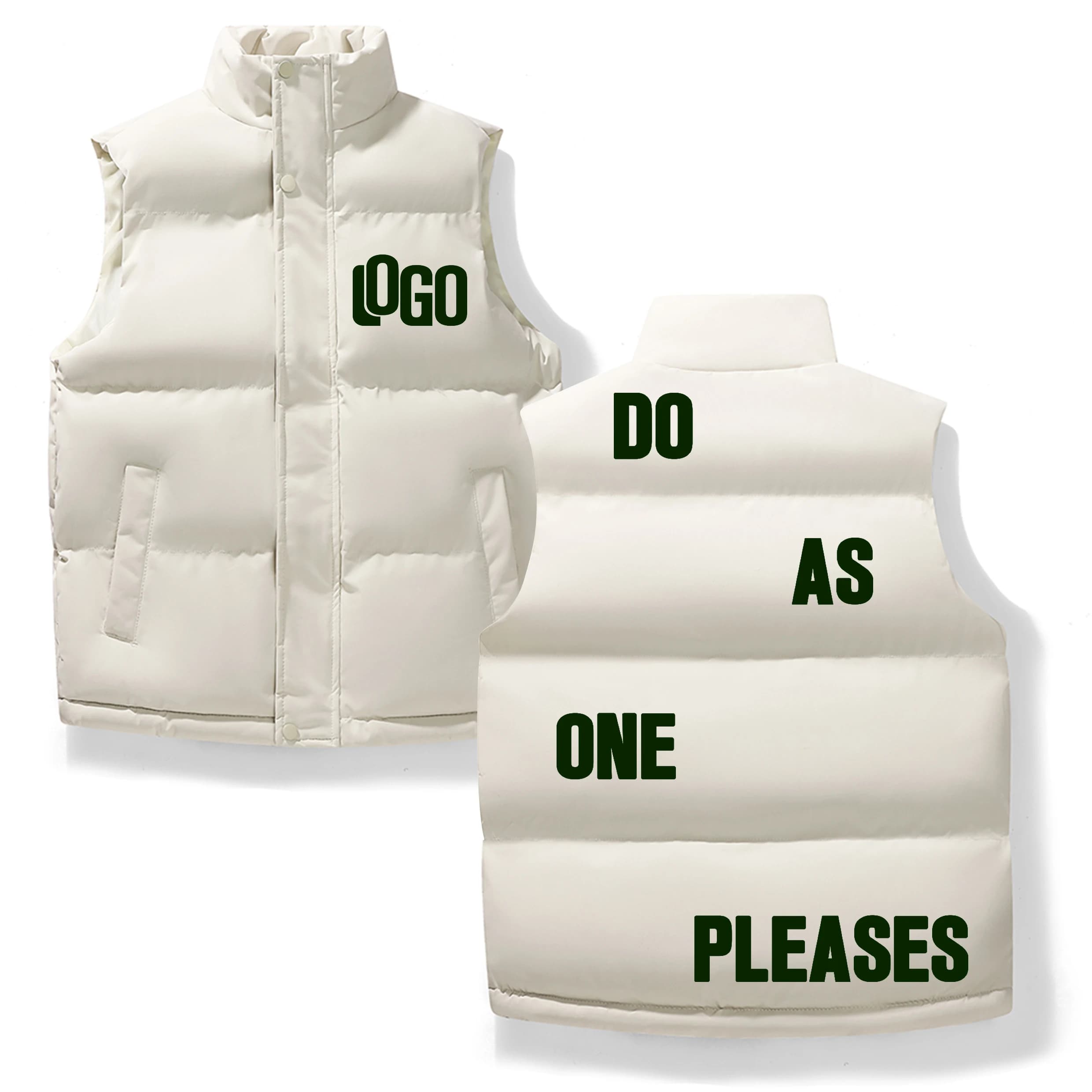 Veste sans manches légère doudoune homme personnalisable logo hiver zip poches manteau