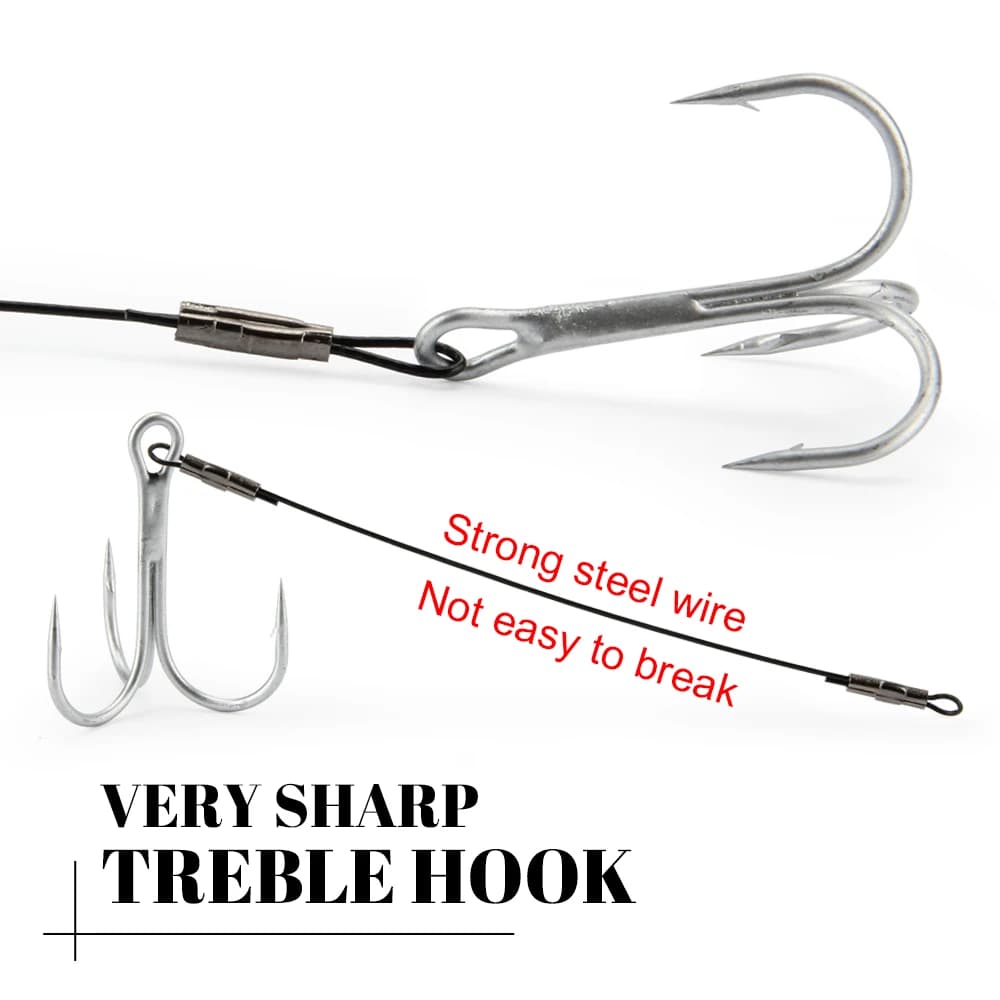 Hameçon triple corkscrew stinger rig pour pêche au leurre souple pike et bass en acier haute