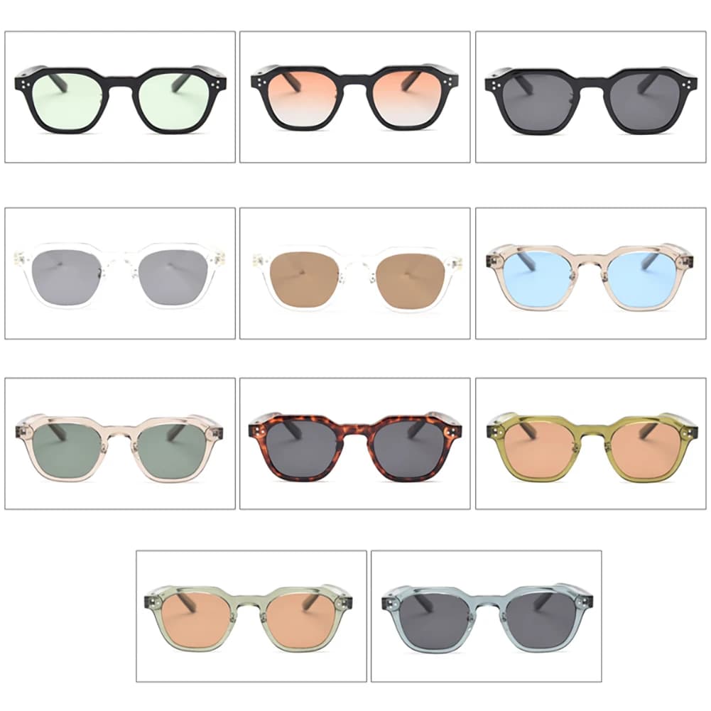 Lunettes style coréen rétro TR90 - Polygone polarisé UV400 vert marron pour pêche estivale