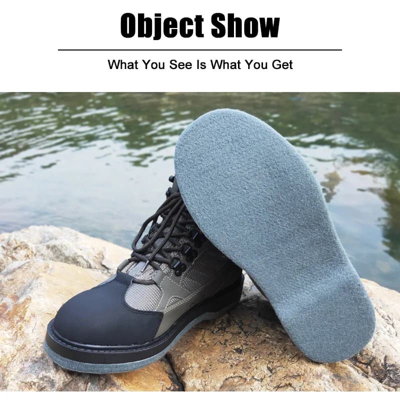 Chaussures de pêche étanches avec semelle feutre ou caoutchouc pour pêche en mer et rivière