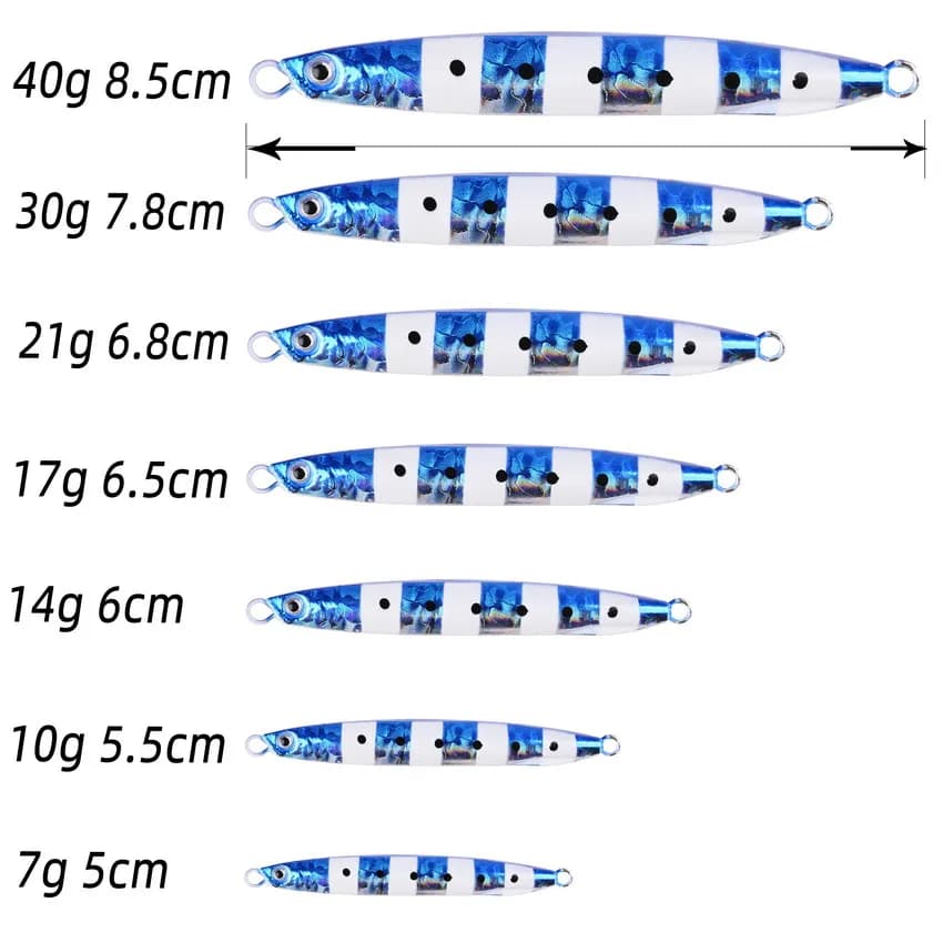 Leurre métal jig shore 7g à 40g pour bar et pêche au leurre en mer, leurres