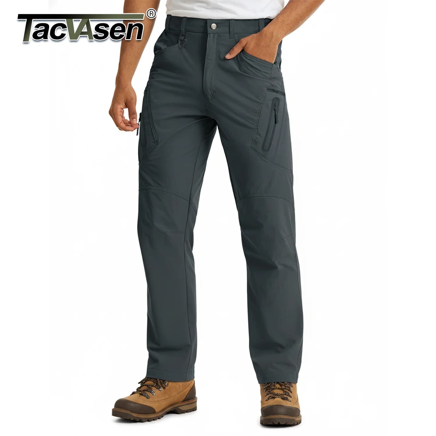 Pantalon pêche randonnée TACVASEN léger nylon séchage rapide multi-poches cargo travail outdoor