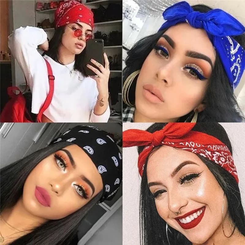 Bandana imprimé bohème turban bandeau femme accessoire cheveux pêche protection solaire