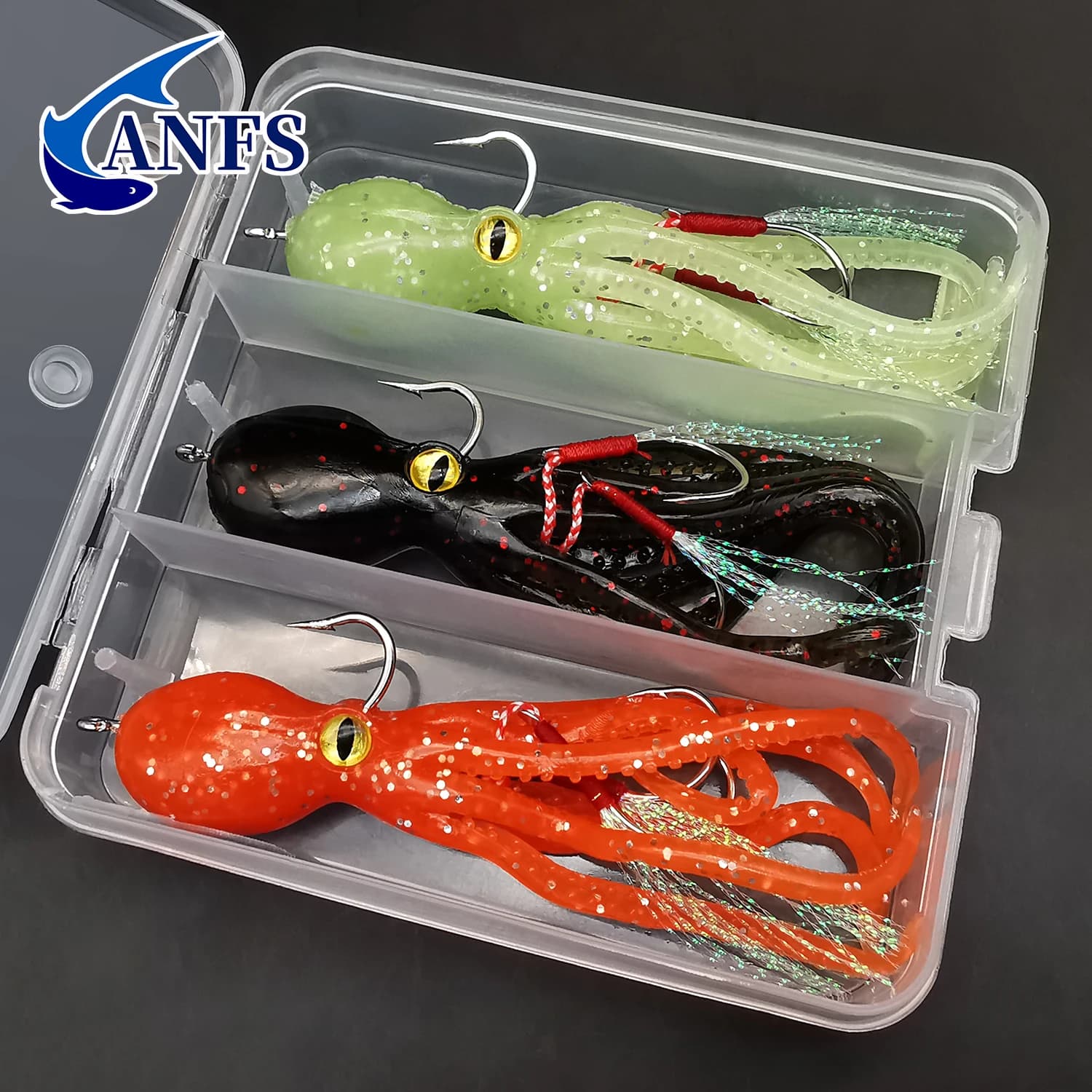 Leurres souples luminescents ANFS pour saumon et truite - appâts artificiels glow squid avec jig plombé