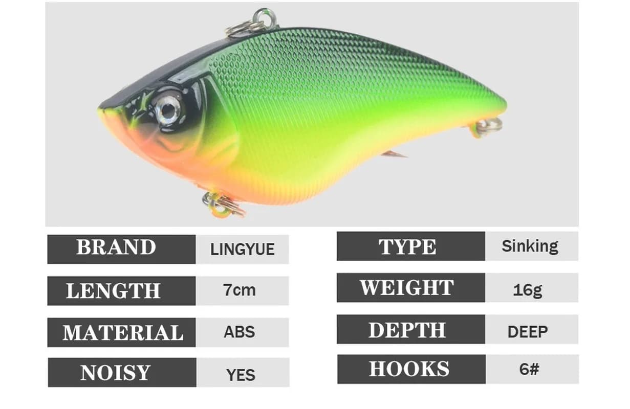 Leurre de pêche VIB dur 7cm 16g pour brochet perche, appât artificiel avec hameçons triple