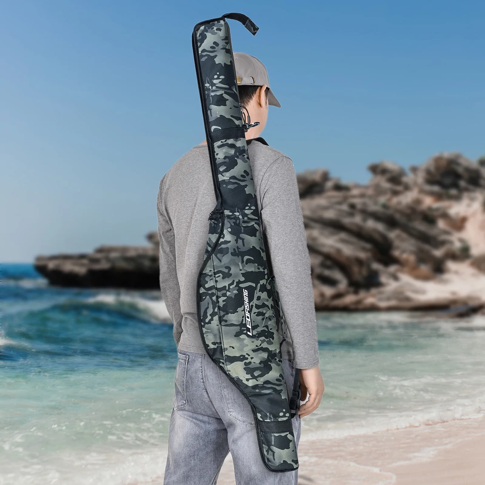 Sac de pêche pliable 160/140/120cm pour cannes à pêche - Stockage transportable matériel pêche France