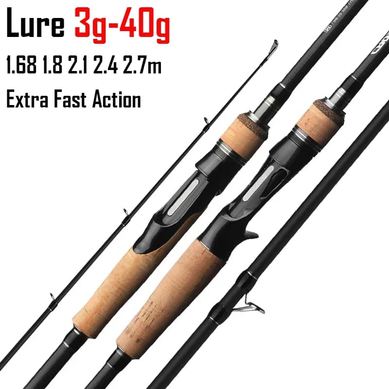 Canne à pêche carbone haute densité 3 brins action ultra rapide pour leurres et carpe puissance 25-30lb
