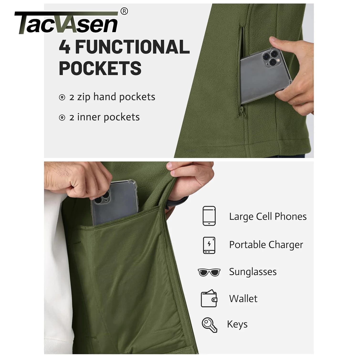 Gilet sans manches homme pour pêche et randonnée printemps automne TACVASEN