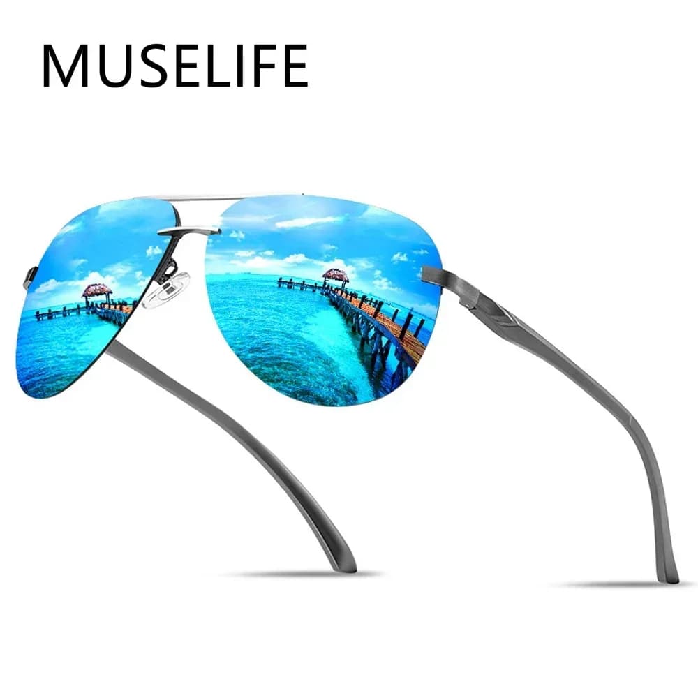 Lunettes polarisées classiques conduite pêche - Monture métal miroir homme femme