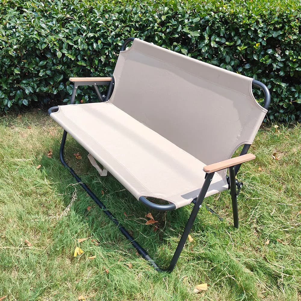 Double chaise camping pliante portable avec dossier tissu Oxford pour pêche