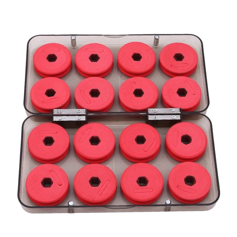 Boîte de rangement pour pêche avec bobines et dévidoirs pour lignes principales rouges et accessoires