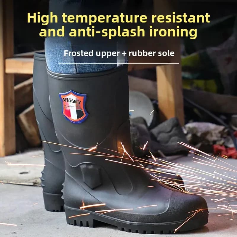 Bottes de pluie homme sécurité embout acier genou anti-écrasement réparation auto mine pêche