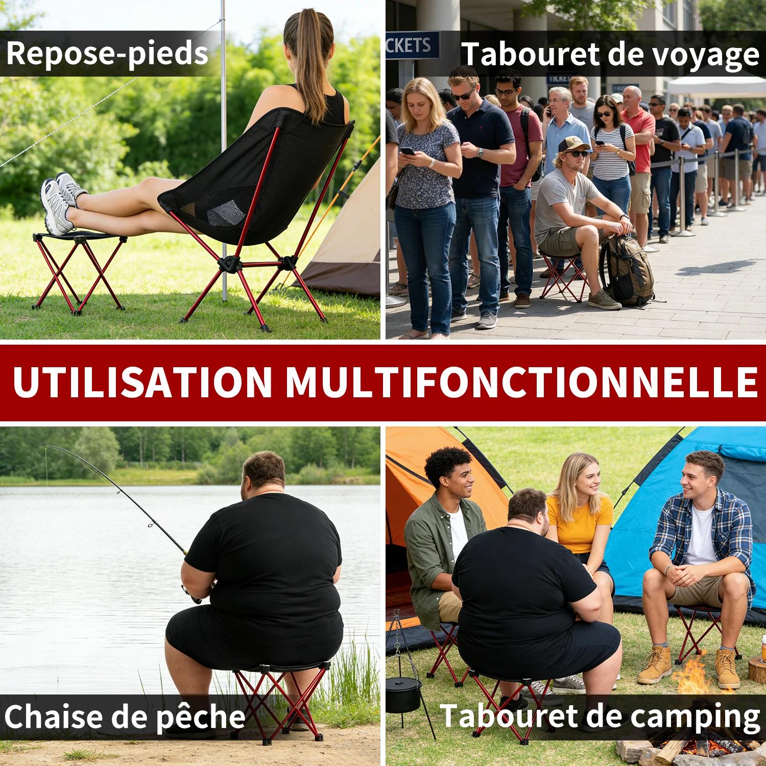 Tabouret pliable MAPLEAF ultraléger pour pêche randonnée camping et pique-nique outdoor