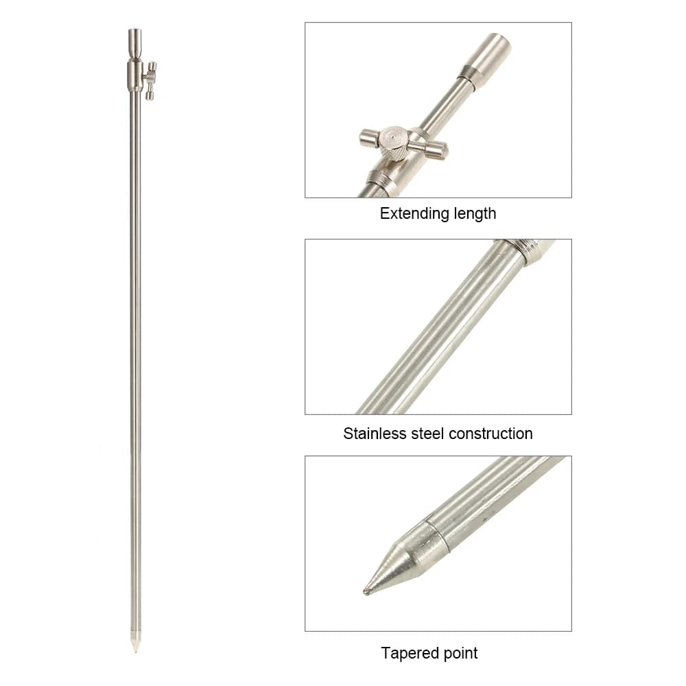 Bankstick réglable en acier inox 55-100cm pour pêche à la carpe - support de canne pour alarmes de touche