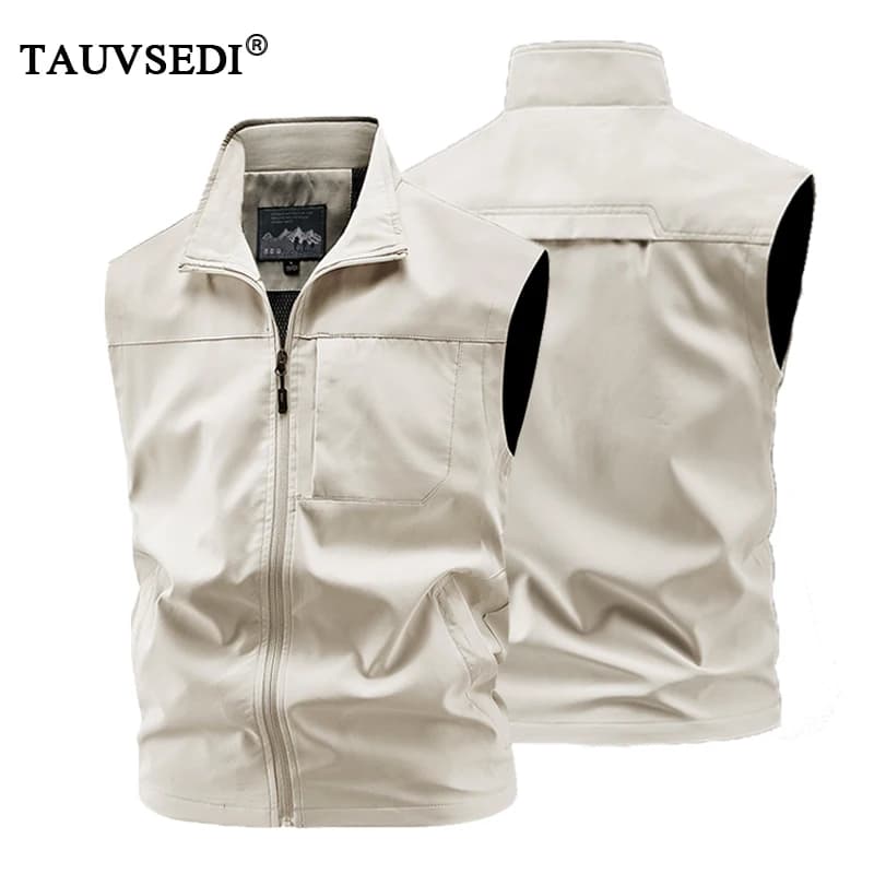 Veste de pêche sans manches respirante pour homme avec poches cargo et coupe sport
