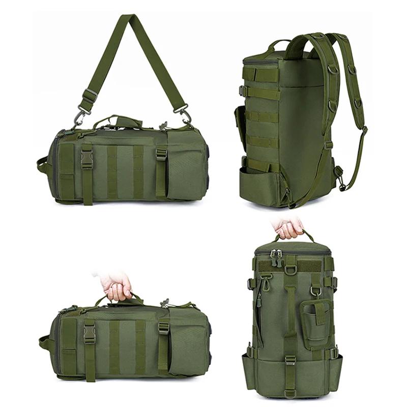 Sac à dos pêche multifonction avec porte-cannes et système MOLLE - Rangement équipement pêche camping randonnée