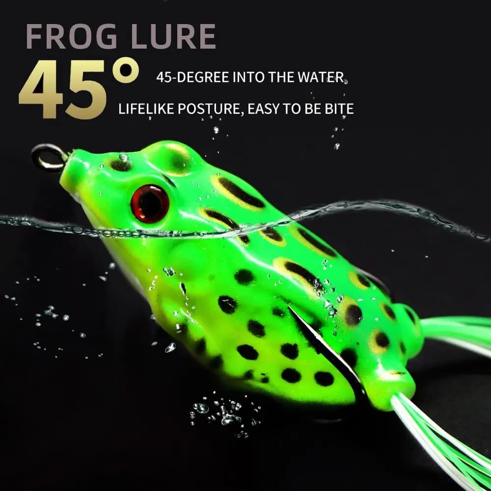 Leurres grenouilles 2 pièces avec hameçons - Appâts souples top water yeux 3D pêche surface
