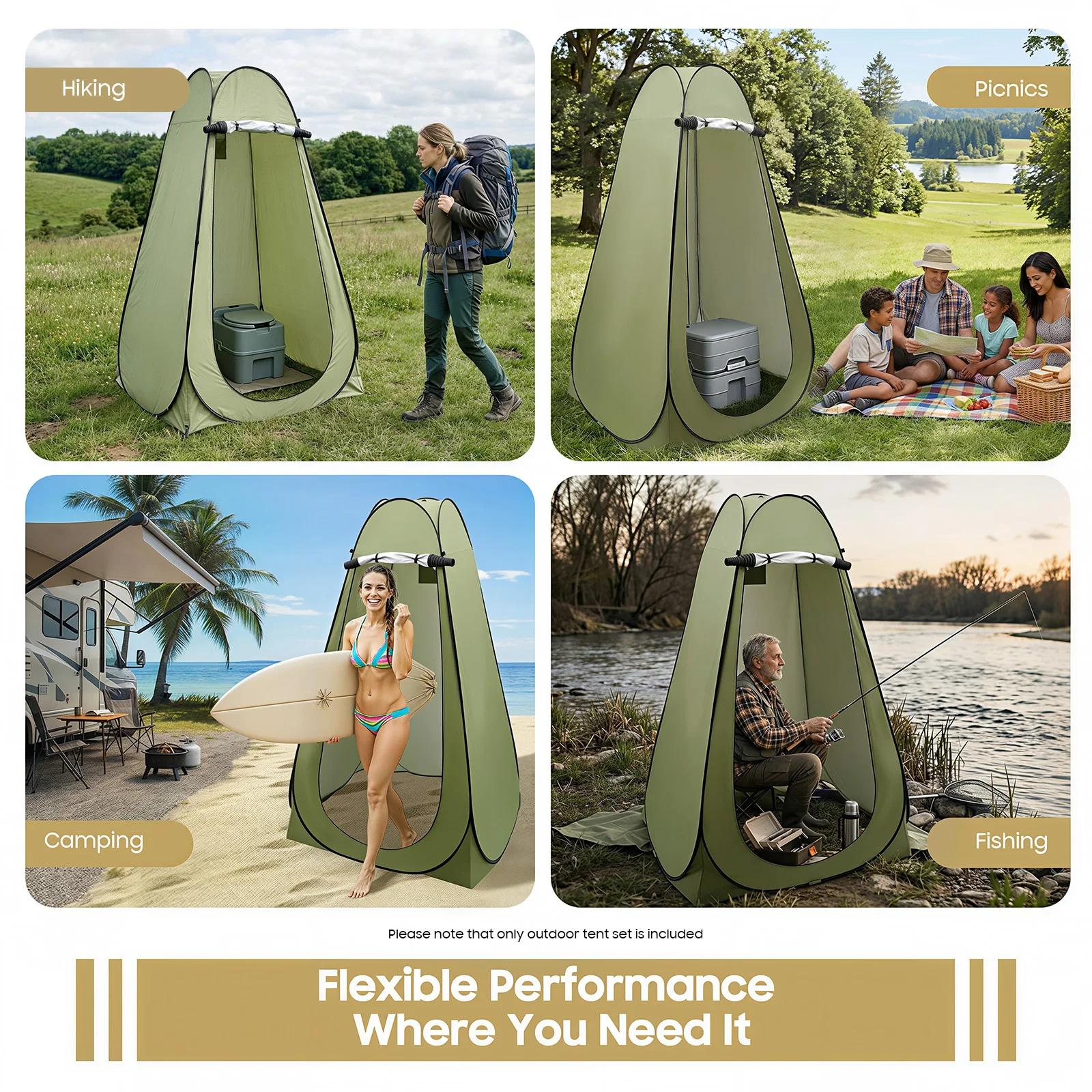 Tente toilette portable étanche pour camping randonnée pêche - Abri intimité 1.2x1.2x1.9m pliable et léger